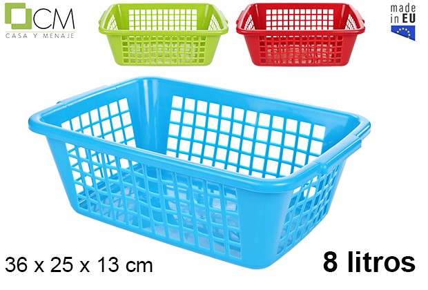 [102906] Cestino rete rettangolare colori assortiti 8 l.