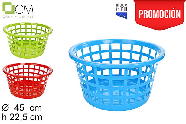 [103047] Panier à linge en plastique de couleurs assorties