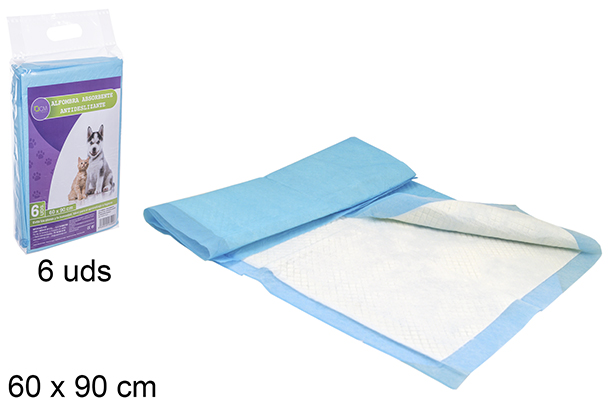 [106094] Pack 6  tapetes absorventes antiderrapantes para animais de estimação 60x90 cm