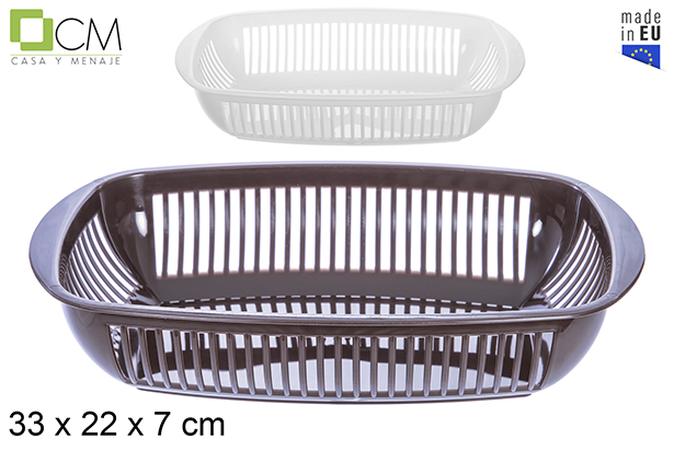 Cesto retangular castanho/branco 33x22 cm