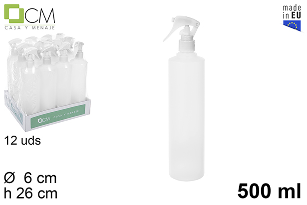 Flacon en plastique blanc avec pulvérisateur 500 ml