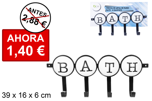 Cintre en métal pour porte avec 4 crochets bath