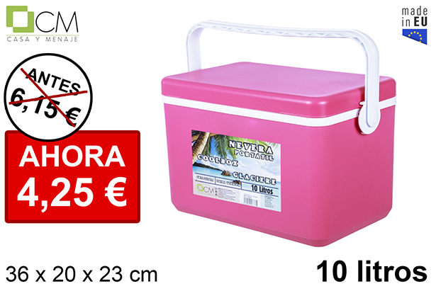 Nevera rosa tapa plana 10 l.
