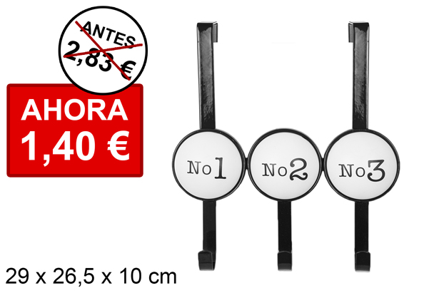 [104759] Cabide de metal para porta com 3 ganchos números