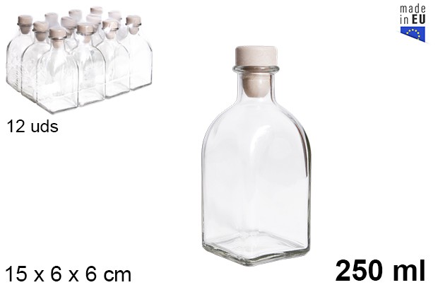 Glass bottle with plastic cap 250ml  