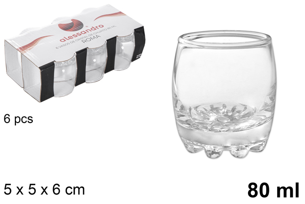 Pack 6 vasos chupito cristal Roma 80 ml