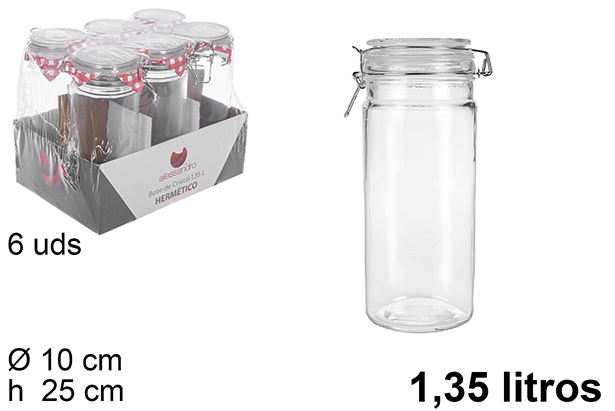 Bocal en verre hermétique 1,35 litres