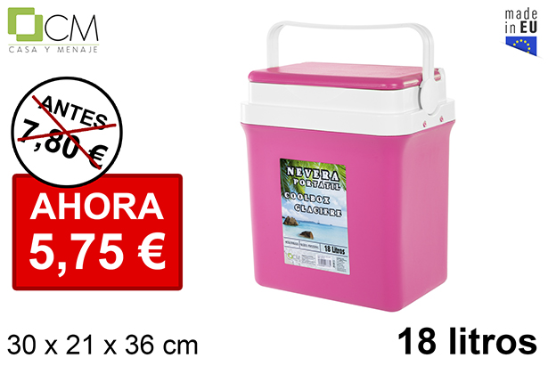 Nevera rosa tapa plana 18 l.