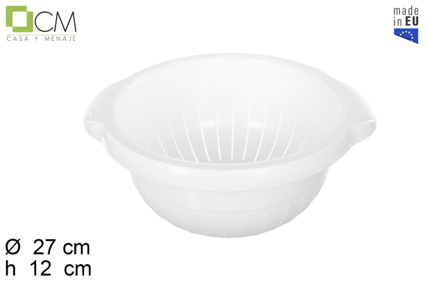 [107508] White plastic vegetable colander 27 cm