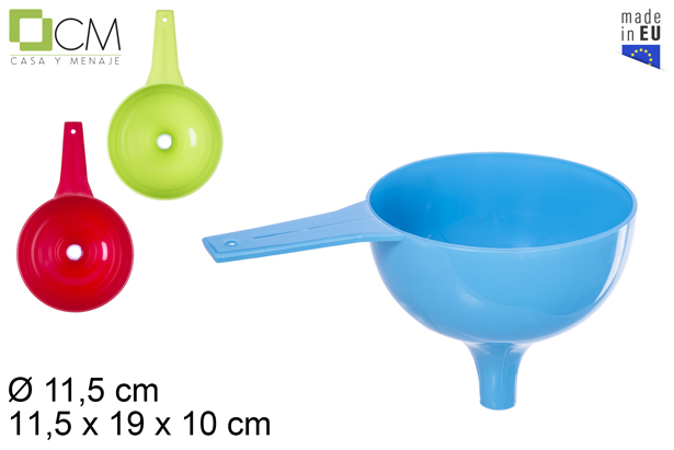 [107770] Funil de plástico com alça cores sortidas 12 cm