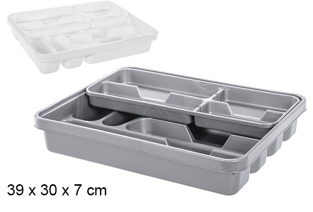 Sépare les couverts en plastique blanc/gris