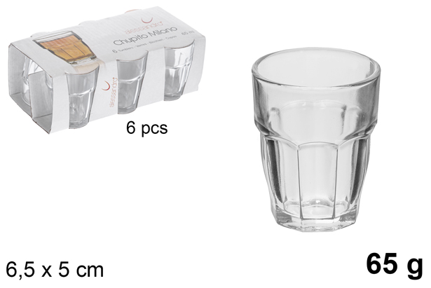 Pack 6 vasos chupito cristal Milano 65 ml