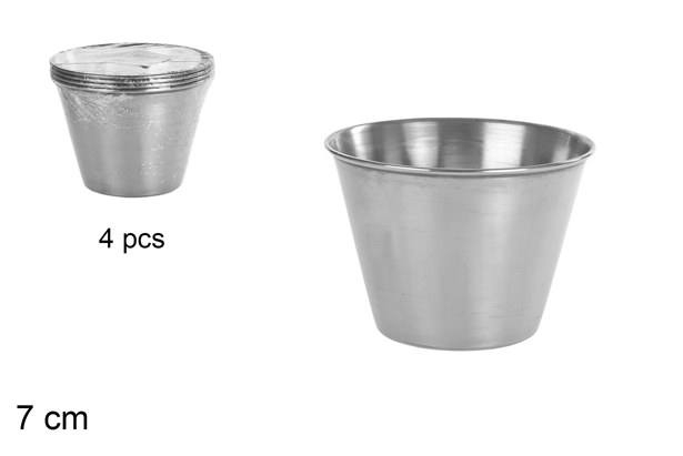 Pack 4 steel flan mold 7 cm