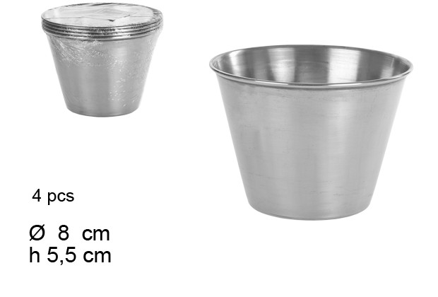 Pack 4 steel flan mold 8 cm