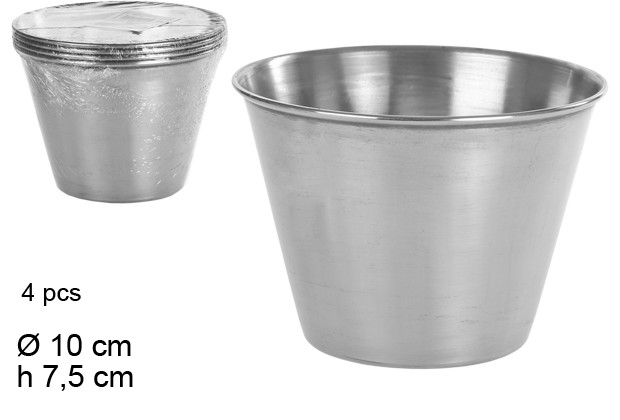 Pack 4 steel flan mold 10 cm