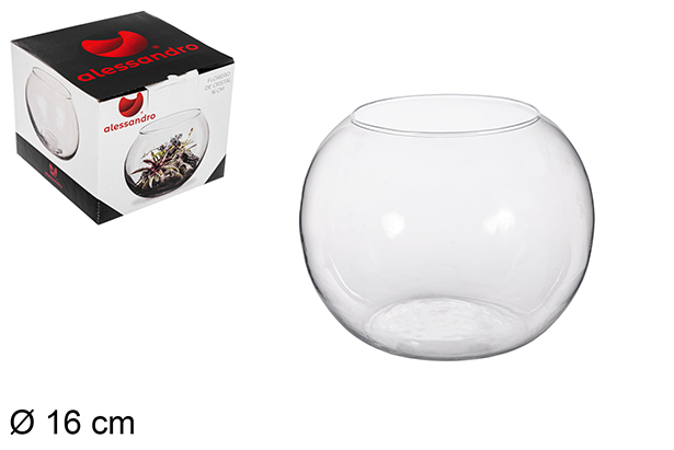 Florero cristal bola caja regalo 16 cm