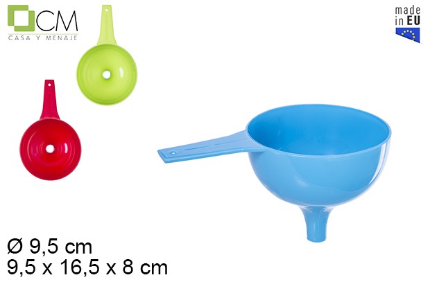 [107771] Funil de plástico com alça cores sortidas 10 cm