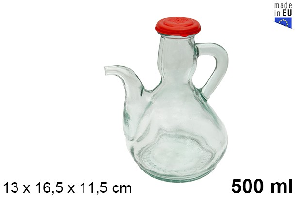 Aceitera arcuza cristal con tapón plástico 1/2 litro