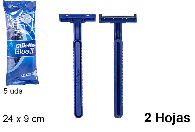 Pack 5 gillette blue ii chromium 2 hojas