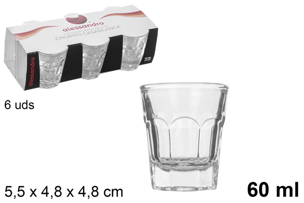 Pack 6 vasos chupito cristal Casablanca 60 ml