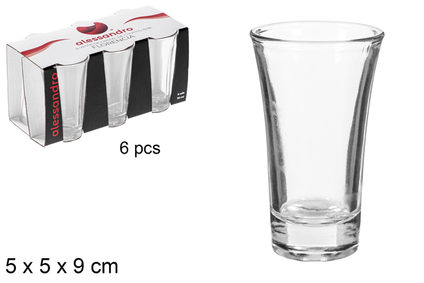 Pack 6 vasos chupito cristal Florencia 70 ml