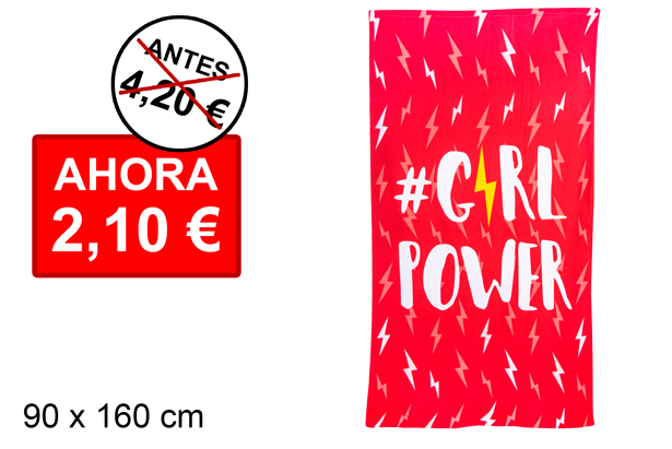 Toalha de microfibra Girl Power 90x160 cm