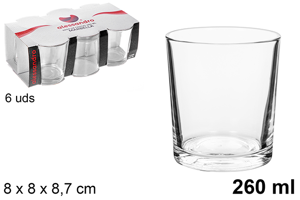 [104524] Pack 6 bicchieri da acqua in vetro Marbella 260 ml