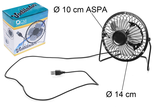 Ventilateur USB en fer 14x13 cm