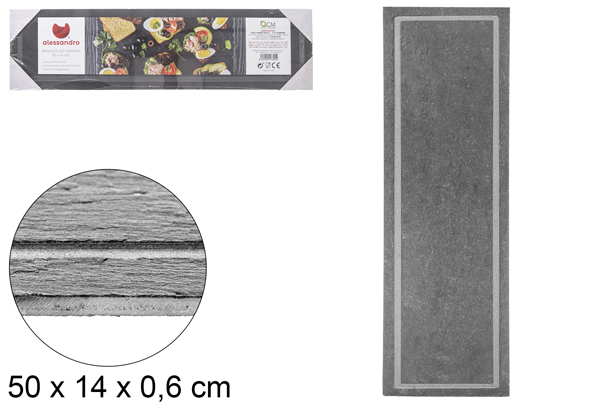 Bandeja pizarra rectangular 50x14 cm