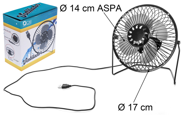 Ventilatore USB in ferro 17x9 cm