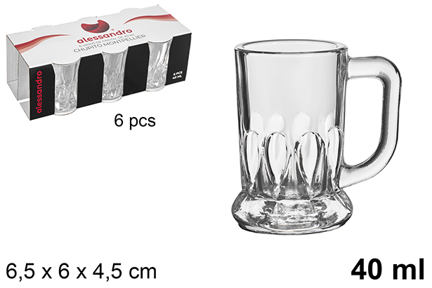 Pack 6 vasos chupito cristal Montpellier 40 ml