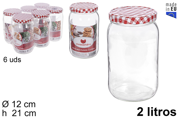 Bote cristal redondo tapa vichy 2 l.