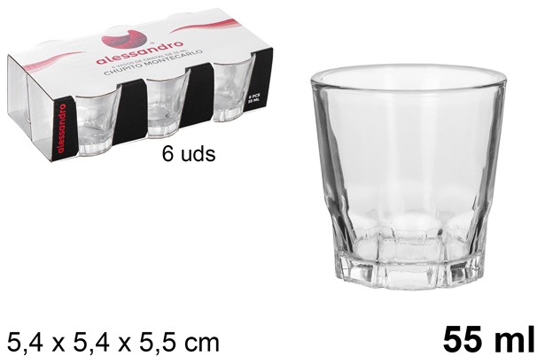 Pack 6 vasos chupito cristal Montecarlo 55 ml