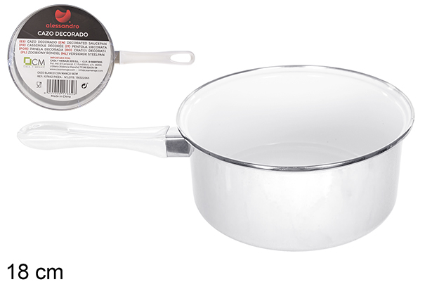 White saucepan with handle 18 cm