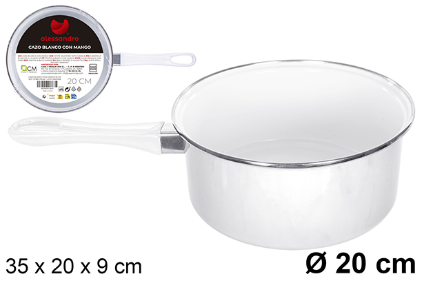 White saucepan with handle 20 cm