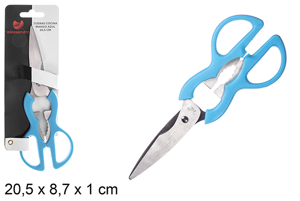 Ciseaux de cuisine manche bleu 20,5 cm