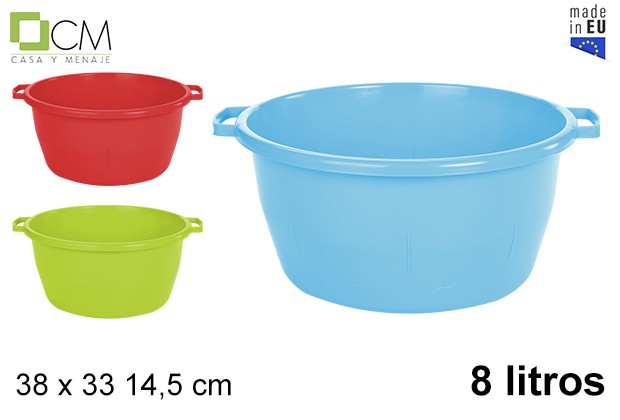 [103042] Bacinella in plastica rotonda con manico colori assortiti 8 l.