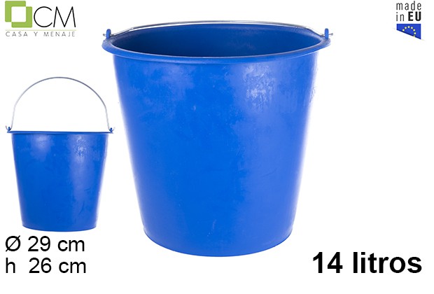 Balde de polietileno azul com alça de ferro 14 l.