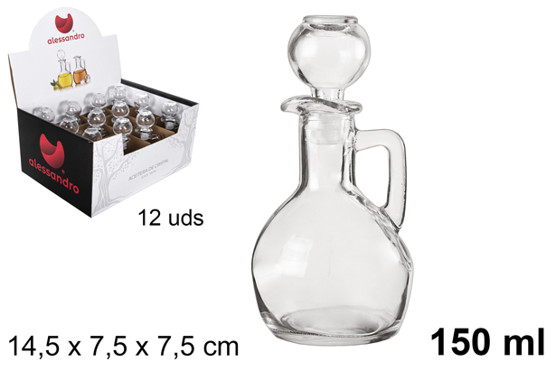 [101846] Aceitera redonda cristal con tapón 150 ml