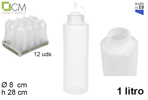 [102787] Pot en plastique pour la sauce transparent large ouverture avec couvercle 1 l.