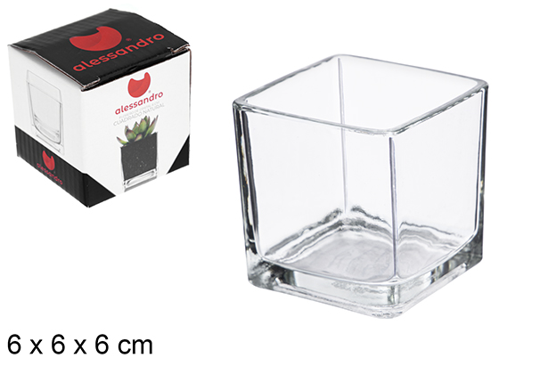[107682] Vaso de vidro quadrado natural 6 cm