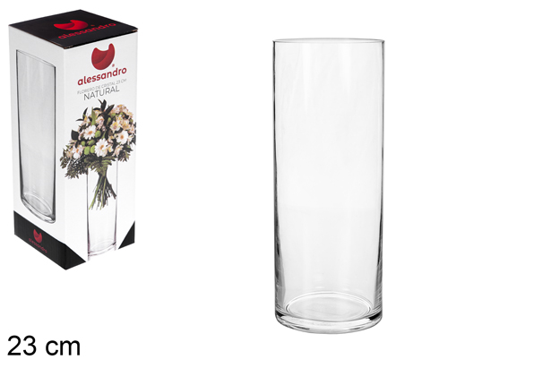 Florero borosilicato redondo natural 23 cm