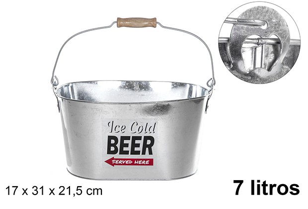 Secchio refrigeratore per birra rotondo con apriscatole 7 l.