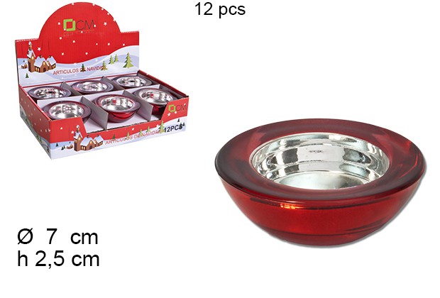 Portavelas cristal roja 7 cm