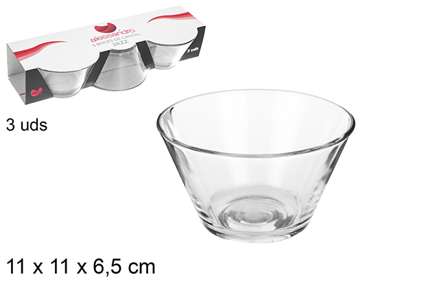 [107827] Pack 3 ciotole rotonde in vetro Jazz