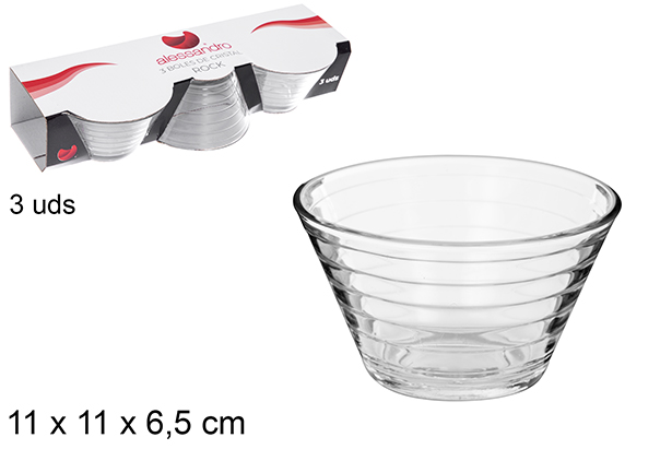 Pack 3 glass bowls Rock