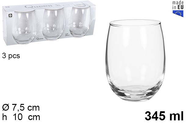 3 COPO DE CRISTAL DE VINO QUEEN 345 ML