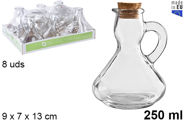 Oliera in vetro arcuza con beccuccio tappo in sughero 250 ml