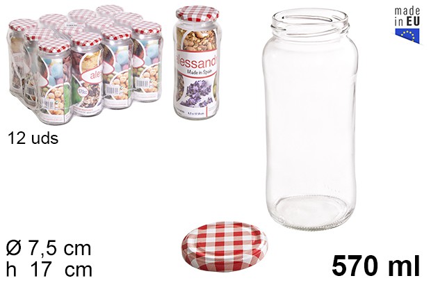 Bote cristal redondo tapa vichy 570 ml