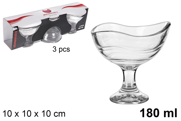 Pack 3 glass cup for ice cream Navona 180 ml